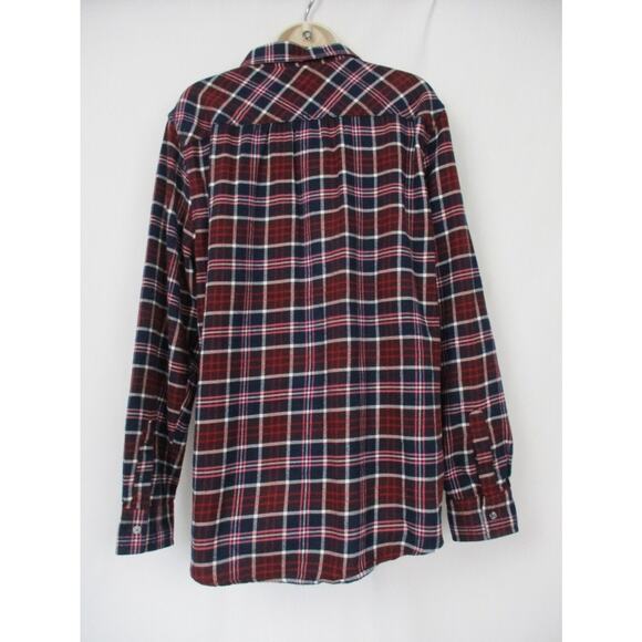 LL Bean Womens Scotch Plaid Flannel Shirt Size 16 Red Relaxed Fit Top 488594 - Picture 4 of 15